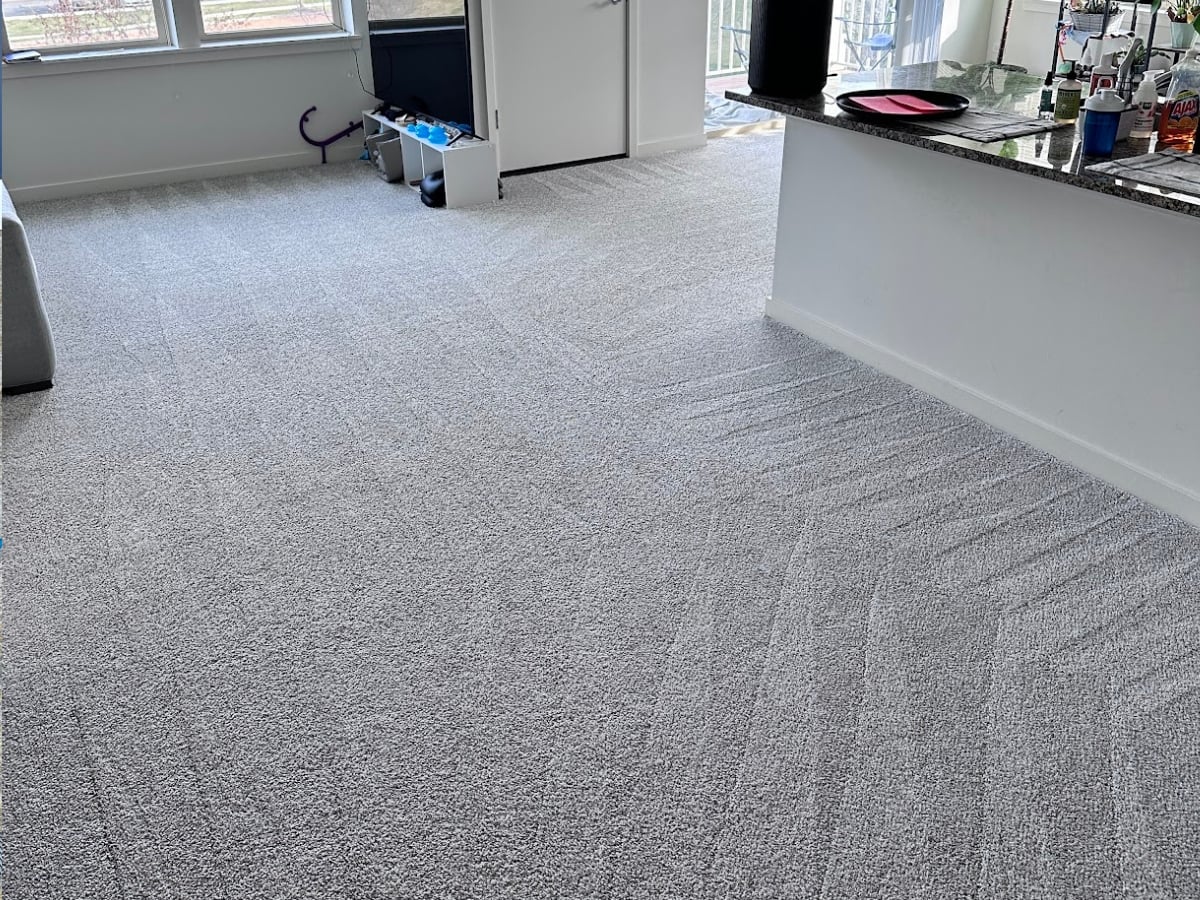 Carpet cleaning result by Aclean Steamers in Raleigh, the same care for commercial floors