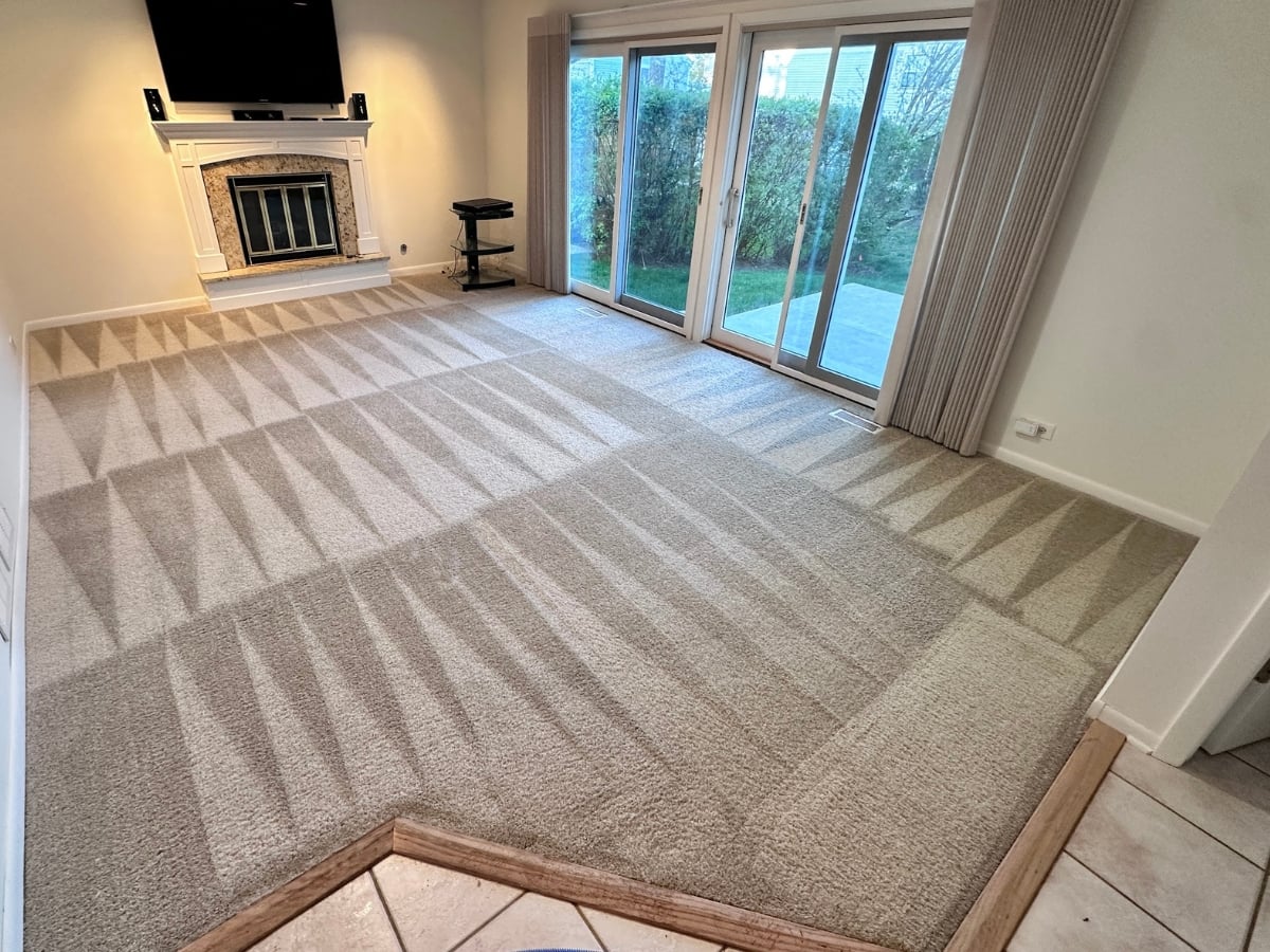 Carpet cleaning in a Raleigh, NC home, staircase carpet professionally cleaned