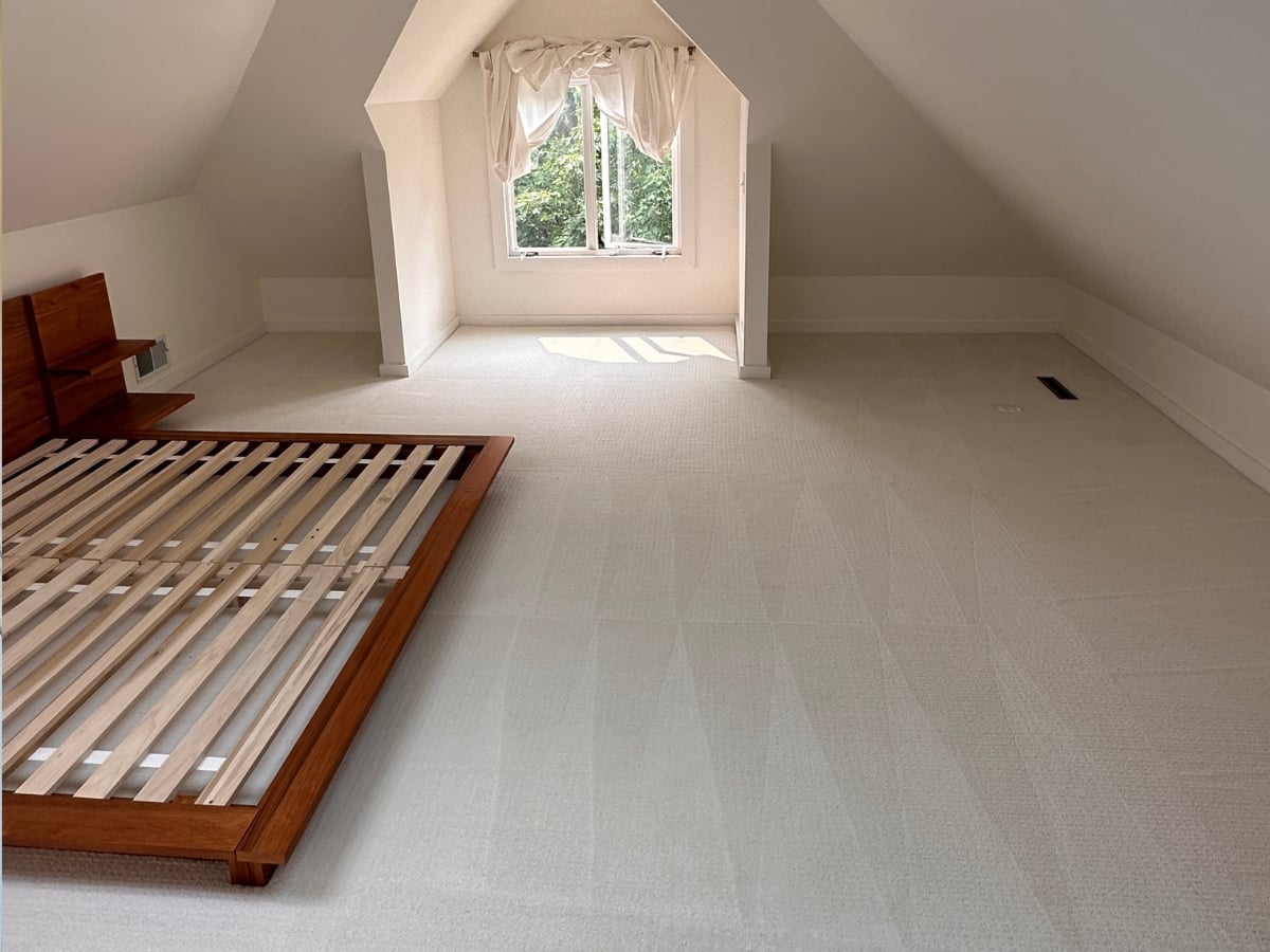 Carpet cleaning in a Raleigh, NC home, hallway runner extracted and dried