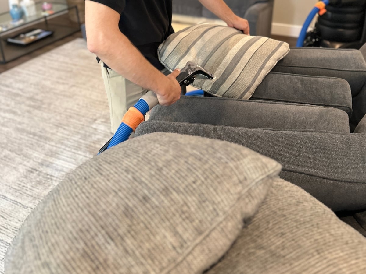 Chair cleaning in a Raleigh, NC home, bar stool fabric cleaning complete
