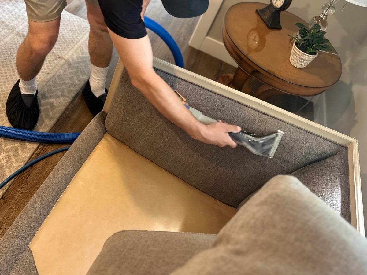 Chair cleaning in a Raleigh, NC home, antique chair gently cleaned