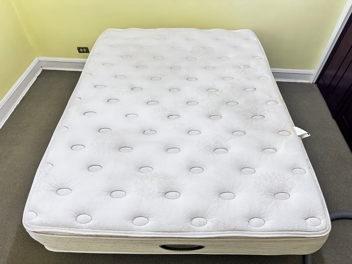Mattress cleaning in a Charlotte, NC home, guest-room mattress fully cleaned