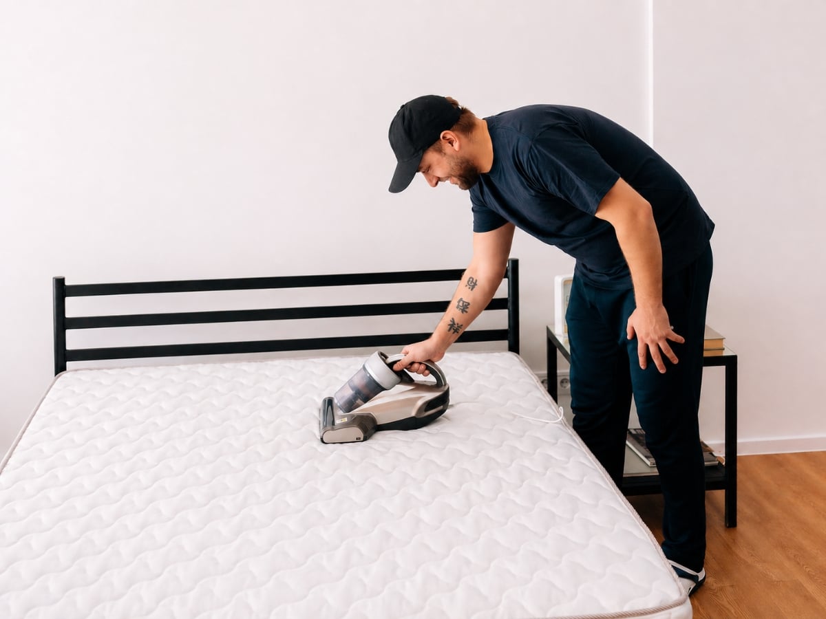 Mattress cleaning in a Charlotte, NC home, master mattress hygiene refresh