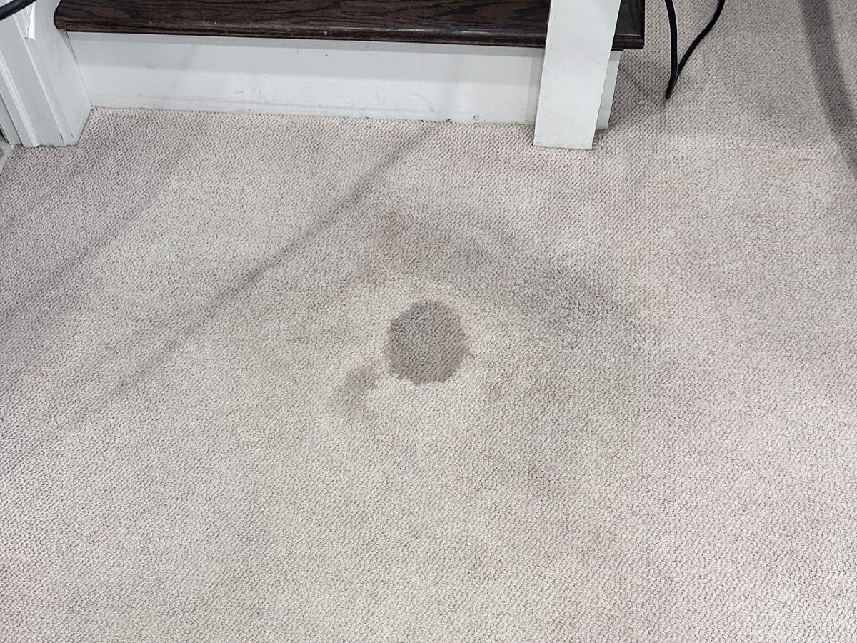 Tough stain in a Raleigh residence before Aclean Steamers treatment