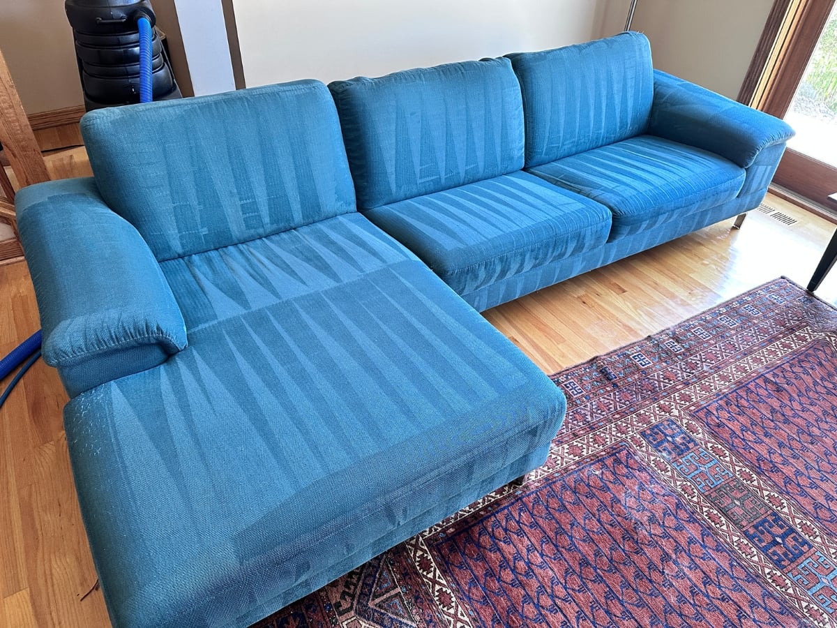 Upholstery cleaning result by Aclean Steamers in Raleigh, professional fabric care for commercial spaces